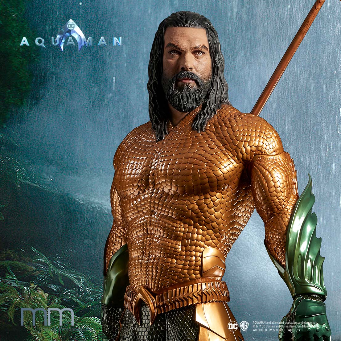 AQUAMAN Lifesize Figure Statue life-size and with a massive trident ...